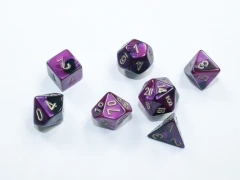 Gemini: Mini-Polyhedral Black-Purple/gold 7-Die Set (CHX 20640)